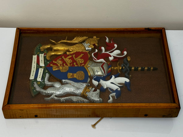 Heraldry Coat Arms Of Chester Plaster Wall Sculpture In Case - Cheshire Antiques Consultant Ltd