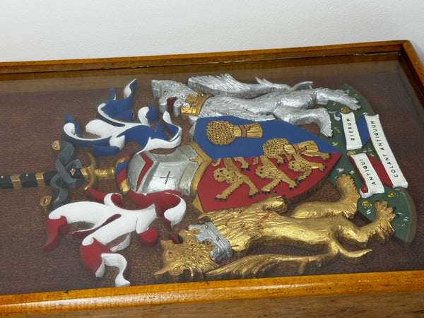 Heraldry Coat Arms Of Chester Plaster Wall Sculpture In Case - Cheshire Antiques Consultant Ltd