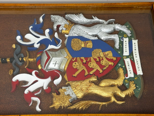 Heraldry Coat Arms Of Chester Plaster Wall Sculpture In Case - Cheshire Antiques Consultant Ltd