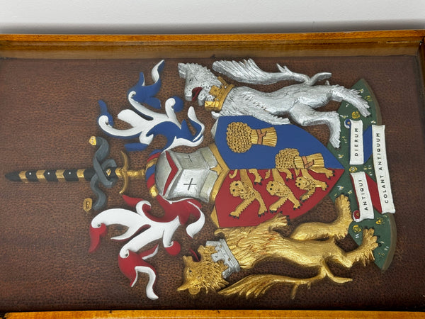 Heraldry Coat Arms Of Chester Plaster Wall Sculpture In Case - Cheshire Antiques Consultant Ltd