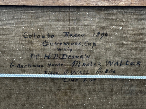 Victorian Winner’s Oil Portrait: Master Walter — Governor’s Cup, Colombo Colonial Races c1894 Owner Horace Deane-Drummond