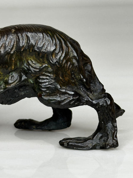 Austrian Vienna Bronze Dachshund – Solid Cast Animalier Sculpture – Circa 1900