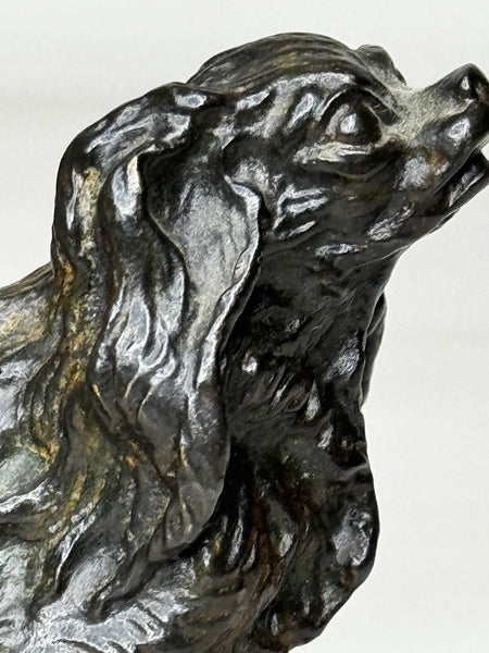 Austrian Vienna Bronze Dachshund – Solid Cast Animalier Sculpture – Circa 1900