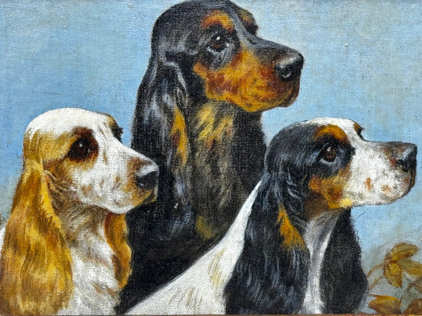 Loyal Companions in Oil — A Trio of Cocker Spaniels In the Manner of Maud Alice Earl