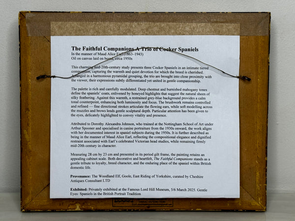 Loyal Companions in Oil — A Trio of Cocker Spaniels In the Manner of Maud Alice Earl