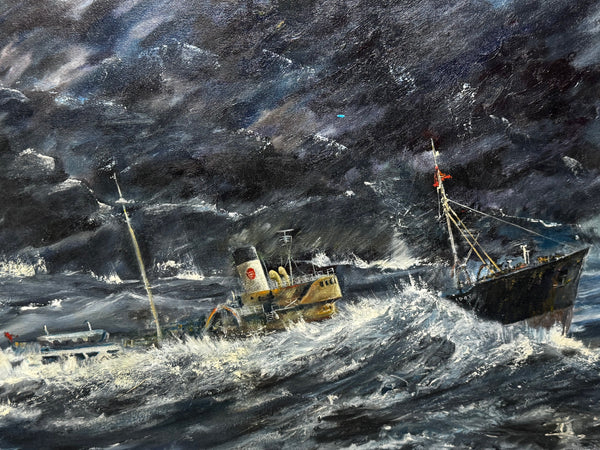 Marine Oil Painting Arctic Loss: Kingston Peridot (H591) — Hull Northern Fishing Co. Ltd