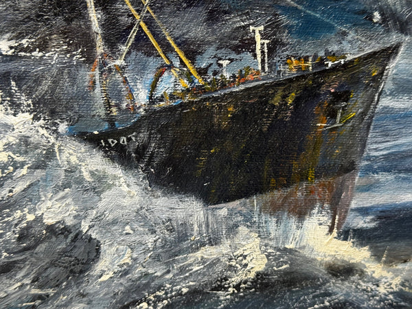 Marine Oil Painting Arctic Loss: Kingston Peridot (H591) — Hull Northern Fishing Co. Ltd