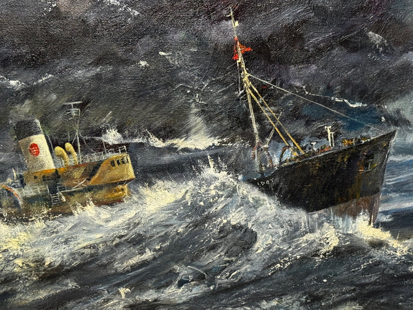 Marine Oil Painting Arctic Loss: Kingston Peridot (H591) — Hull Northern Fishing Co. Ltd
