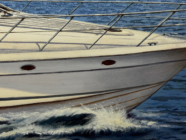 Lake Windermere Sovereignty — Fairline Squadron 50 Yacht in Motion By Edward Hersey (British, b. 1948)