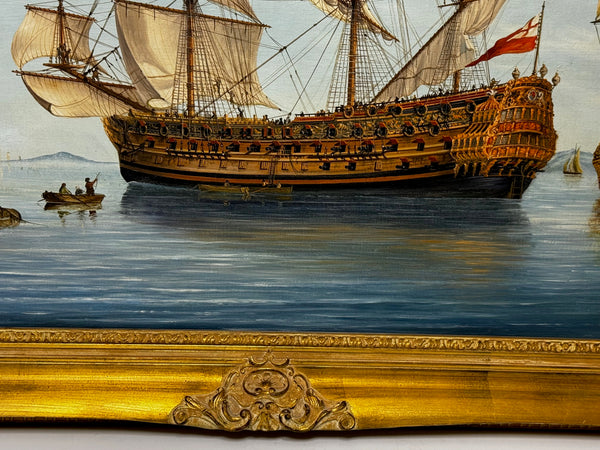 Oil Painting The Royal Prince Warship Of the Line 1679 By John Bentham Dinsdale