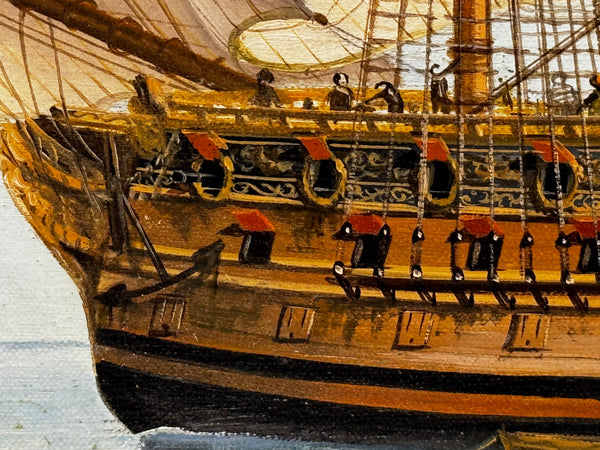 Oil Painting The Royal Prince Warship Of the Line 1679 By John Bentham Dinsdale