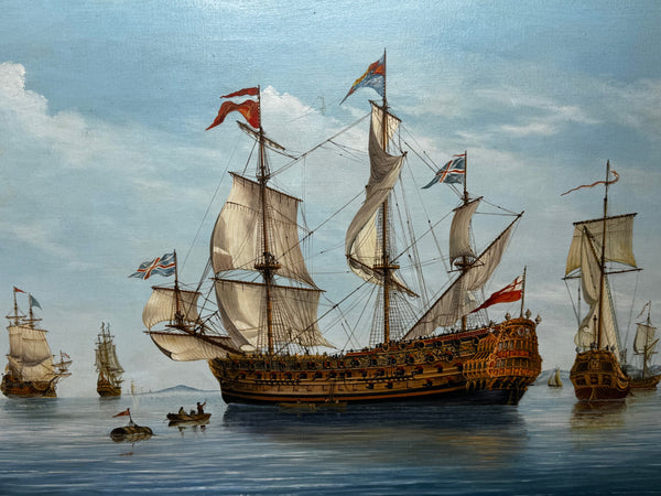 Oil Painting The Royal Prince Warship Of the Line 1679 By John Bentham Dinsdale