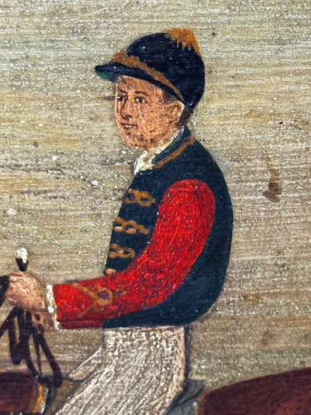 Oil Painting of Persimmon with Jockey Jack Watts – Royal Racehorse Owned by King Edward VII – At Newmarket c1898