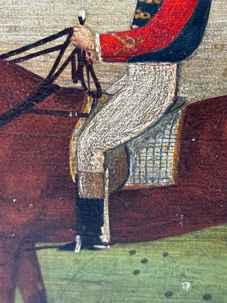 Oil Painting of Persimmon with Jockey Jack Watts – Royal Racehorse Owned by King Edward VII – At Newmarket c1898