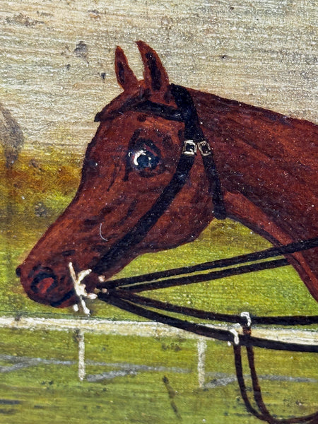 Oil Painting of Persimmon with Jockey Jack Watts – Royal Racehorse Owned by King Edward VII – At Newmarket c1898