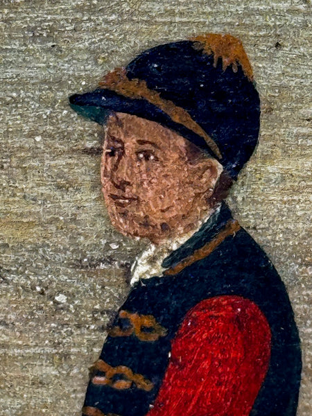 Oil Painting of Persimmon with Jockey Jack Watts – Royal Racehorse Owned by King Edward VII – At Newmarket c1898