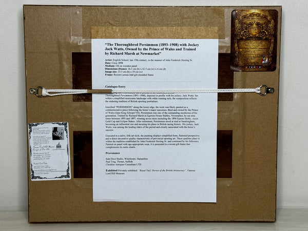 Oil Painting of Persimmon with Jockey Jack Watts – Royal Racehorse Owned by King Edward VII – At Newmarket c1898