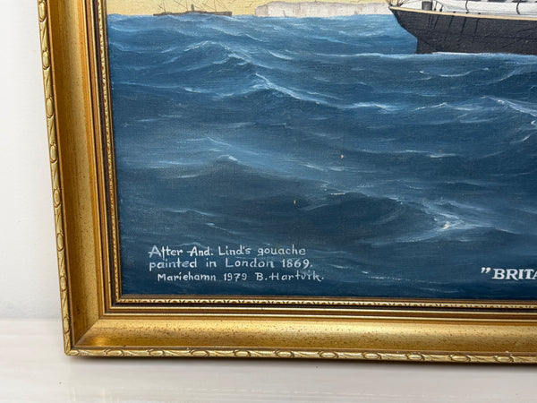 “Britannia of Åland Under Full Sail” — Capt. August Ekblom Baltic Trading Barque Ship Painting