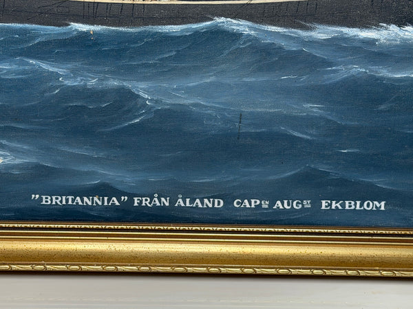 “Britannia of Åland Under Full Sail” — Capt. August Ekblom Baltic Trading Barque Ship Painting
