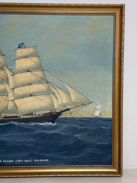 “Britannia of Åland Under Full Sail” — Capt. August Ekblom Baltic Trading Barque Ship Painting