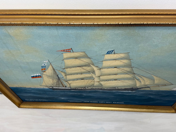 “Britannia of Åland Under Full Sail” — Capt. August Ekblom Baltic Trading Barque Ship Painting