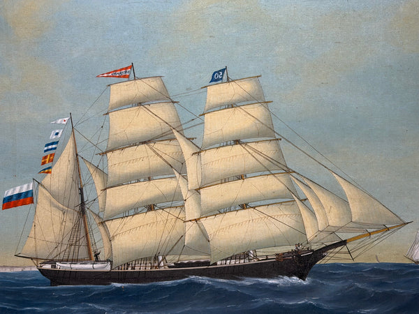 “Britannia of Åland Under Full Sail” — Capt. August Ekblom Baltic Trading Barque Ship Painting