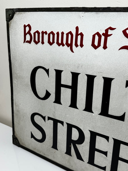 Antique Enamel London Road Sign Borough of St Marylebone Chiltern Street W1