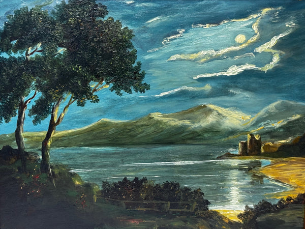 Scottish Painting🌙 Moonlight Over Loch Ness – Urquhart Castle in Nocturne