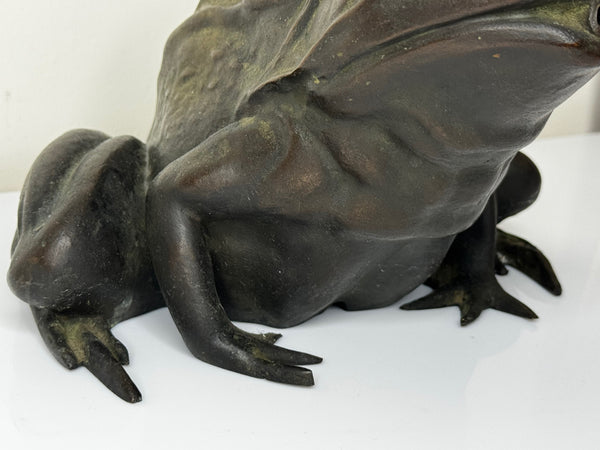 🐸 Antique Bronze Frog Fountain Spout Garden Sculpture After Raffaello Romanelli