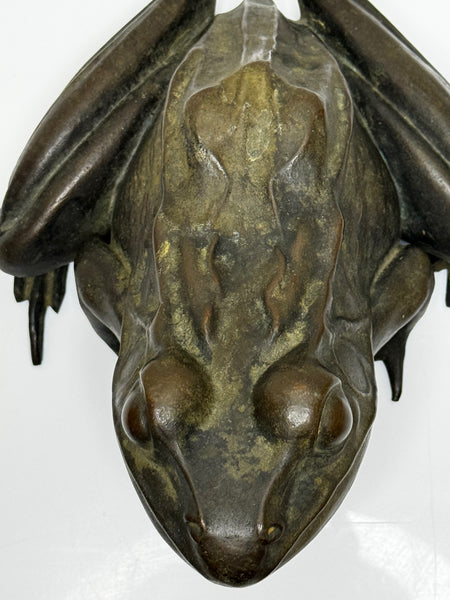 🐸 Antique Bronze Frog Fountain Spout Garden Sculpture After Raffaello Romanelli
