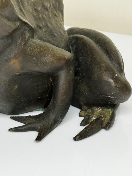 🐸 Antique Bronze Frog Fountain Spout Garden Sculpture After Raffaello Romanelli