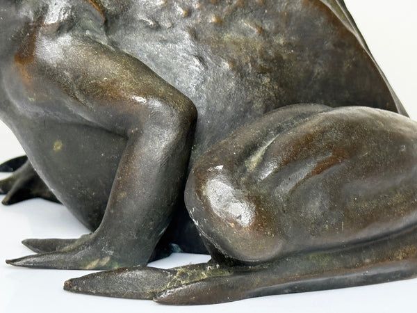 🐸 Antique Bronze Frog Fountain Spout Garden Sculpture After Raffaello Romanelli