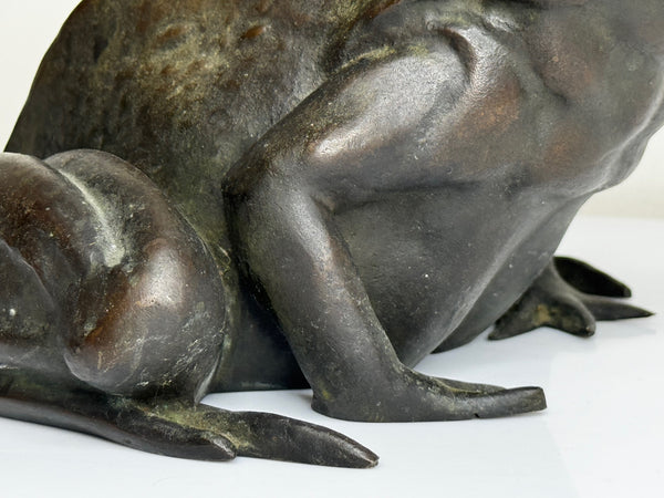 🐸 Antique Bronze Frog Fountain Spout Garden Sculpture After Raffaello Romanelli