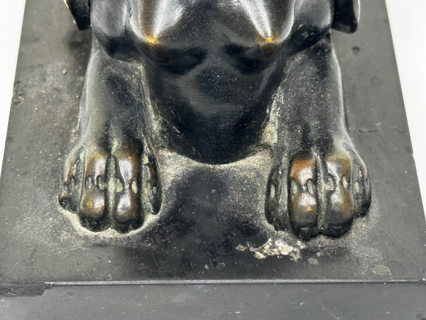 🏛️ Neoclassical Grand Tour Bronze Sphinx – c.1820 Italy – Black Marble Base – 1.8kg
