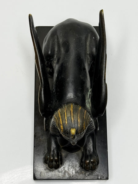 🏛️ Neoclassical Grand Tour Bronze Sphinx – c.1820 Italy – Black Marble Base – 1.8kg