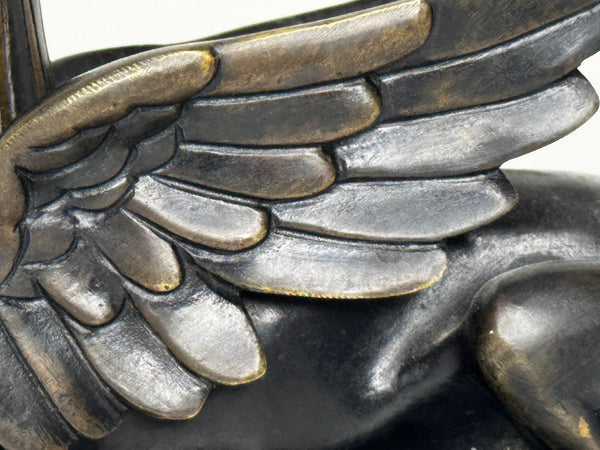 🏛️ Neoclassical Grand Tour Bronze Sphinx – c.1820 Italy – Black Marble Base – 1.8kg