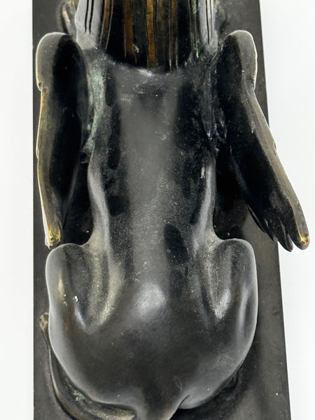 🏛️ Neoclassical Grand Tour Bronze Sphinx – c.1820 Italy – Black Marble Base – 1.8kg