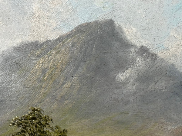 🐄 Victorian Oil Painting Beneath Ben Nevis Longhorn Cattle by Loch Linnhe