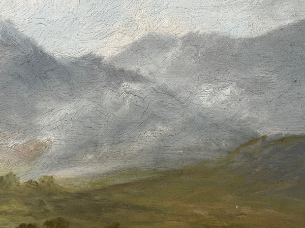 🐄 Victorian Oil Painting Beneath Ben Nevis Longhorn Cattle by Loch Linnhe