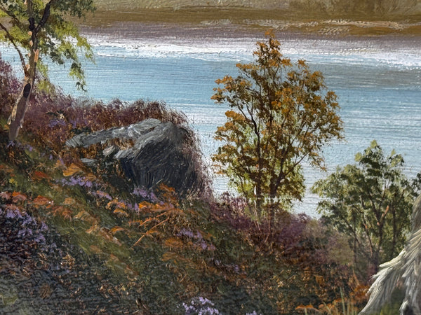 🐄 Victorian Oil Painting Beneath Ben Nevis Longhorn Cattle by Loch Linnhe