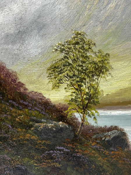 🐄 Victorian Oil Painting Beneath Ben Nevis Longhorn Cattle by Loch Linnhe