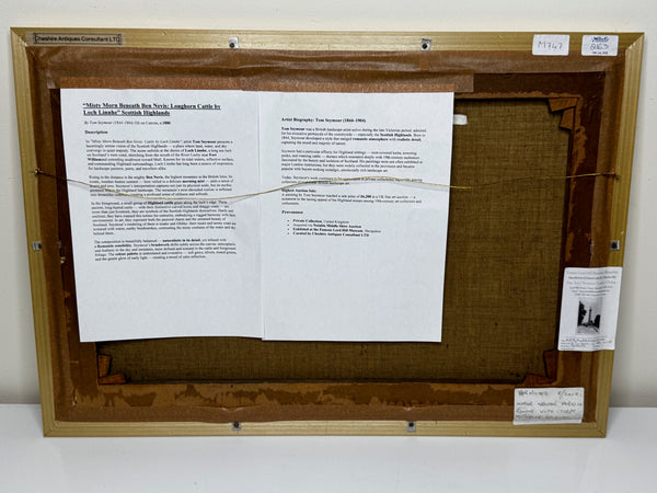 🐄 Victorian Oil Painting Beneath Ben Nevis Longhorn Cattle by Loch Linnhe