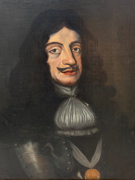 Restoration-Era Majesty: Oil Portrait of King Charles II with the Order of the Garter