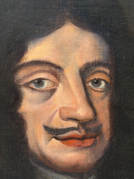 Restoration-Era Majesty: Oil Portrait of King Charles II with the Order of the Garter