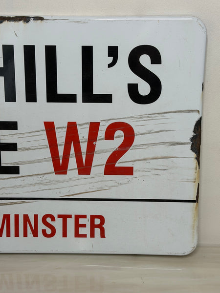 Lord Hill’s Bridge W2 – Original City of Westminster Enamel Street Sign Sir Misha Black Design c1967