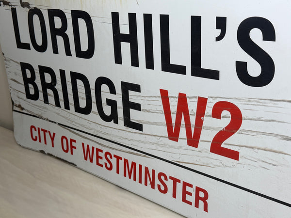 Lord Hill’s Bridge W2 – Original City of Westminster Enamel Street Sign Sir Misha Black Design c1967