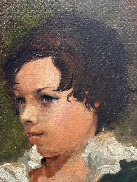 Oil Painting Portrait Angelic Young Man In Frilly Collar By George Thompson
