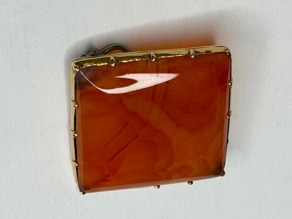 Rare Georgian Square Carnelian Agate Brooch 9ct Gold