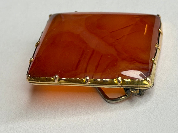 Rare Georgian Square Carnelian Agate Brooch 9ct Gold