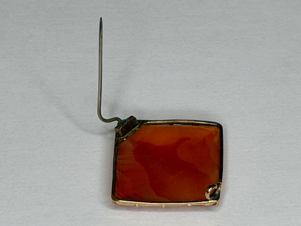 Rare Georgian Square Carnelian Agate Brooch 9ct Gold